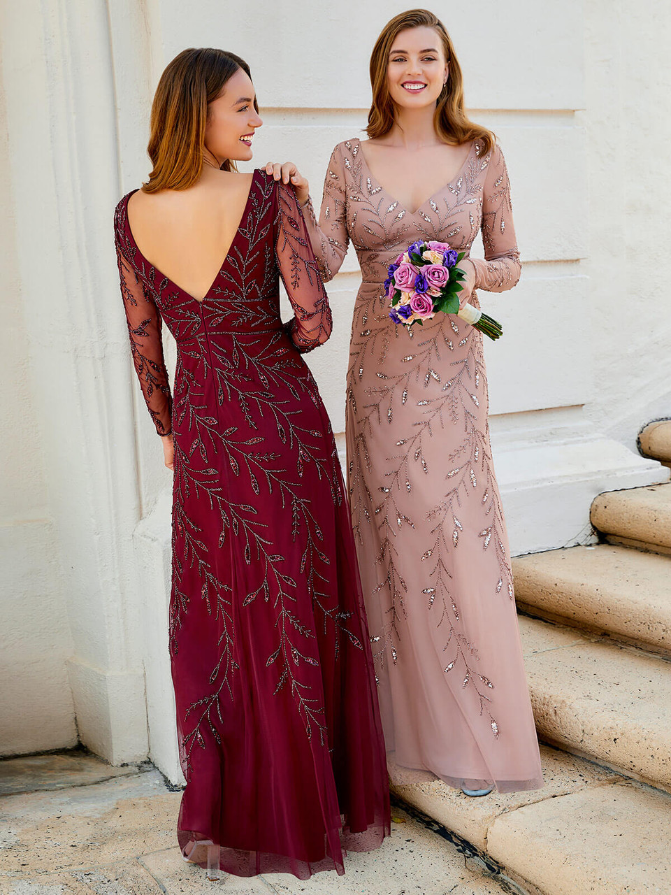 long long sleeve bridesmaid dresses